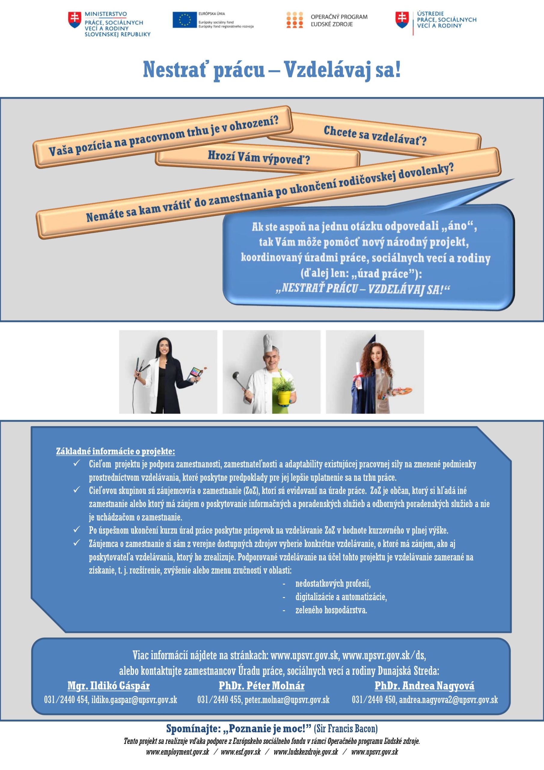 Nestrať prácu – Vzdelávaj sa!